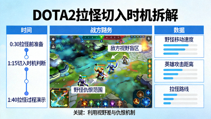 DOTA2拉怪切入时机拆解战术演示画面