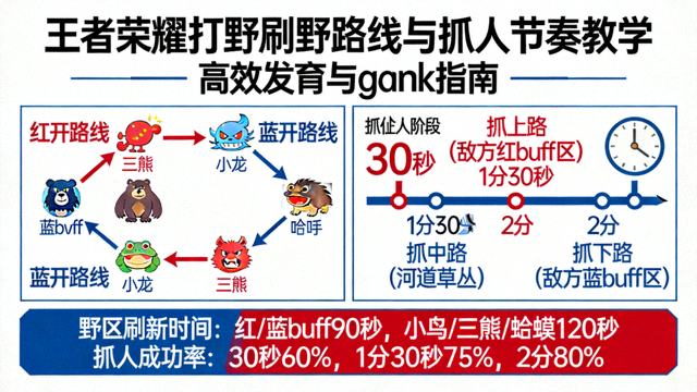 王者荣耀打野刷野路线与抓人节奏教学画面